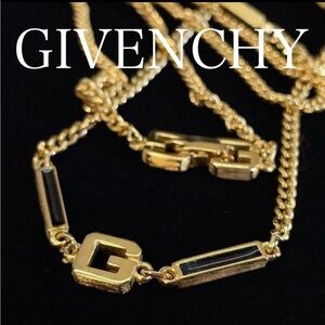 Givenchy Vintage Long Gold & Black Necklace
